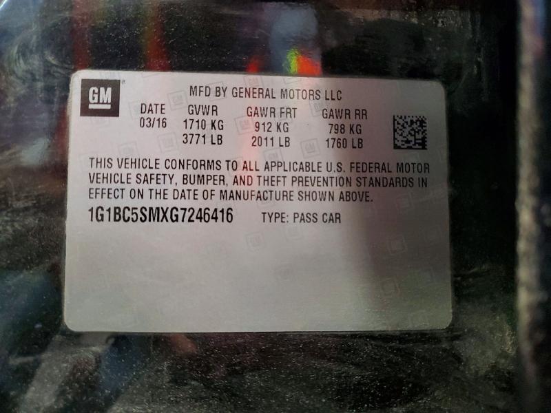 Продаж на аукціоні авто 2016 Chevrolet Cruze, vin: 1G1BC5SMXG7246416, номер лоту: 66525886
