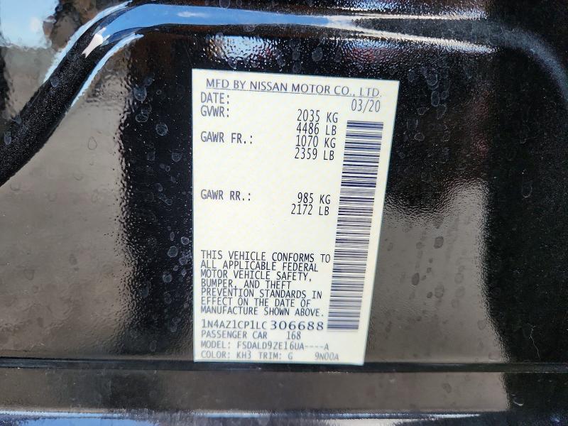 2020 Nissan Leaf მანქანა იყიდება აუქციონზე, vin: 1N4AZ1CP1LC306688, აუქციონის ნომერი: 67118716