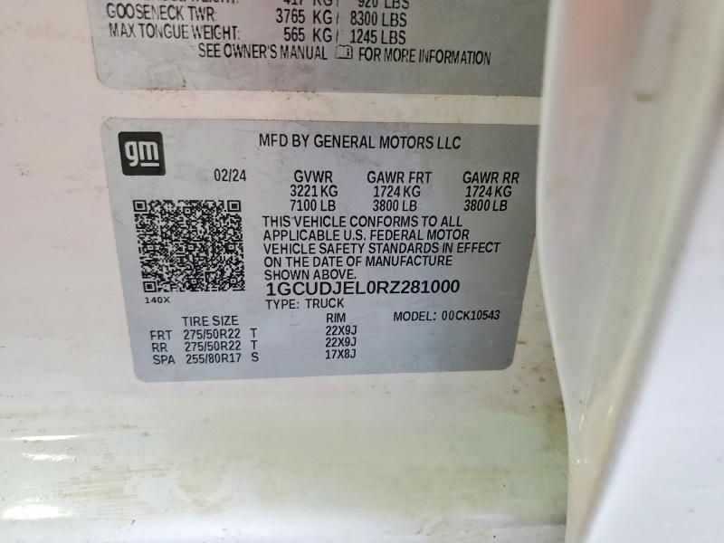 2024 Chevrolet Silverado მანქანა იყიდება აუქციონზე, vin: 1GCUDJEL0RZ281000, აუქციონის ნომერი: 66369696