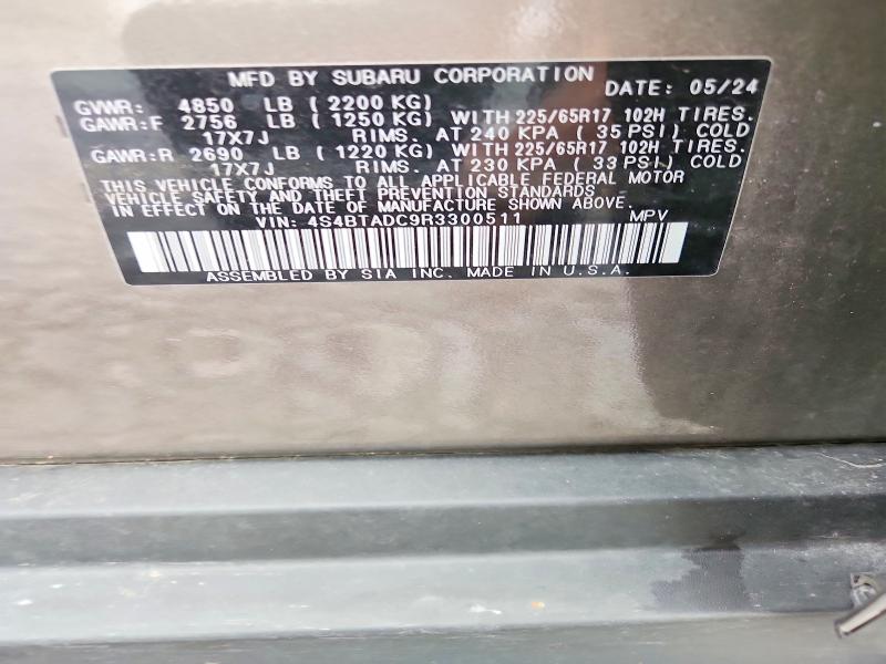 63176276 :رقم المزاد ، 4S4BTADC9R3300511 vin ، 2024 Subaru Outback مزاد بيع