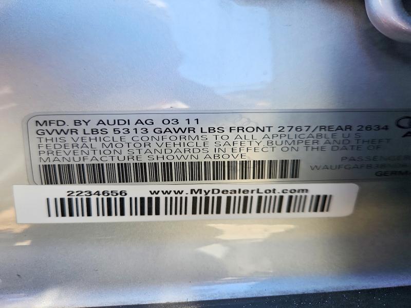 Auction sale of the 2011 Audi A6, vin: WAUFGAFB3BN067487, lot number: 64248136