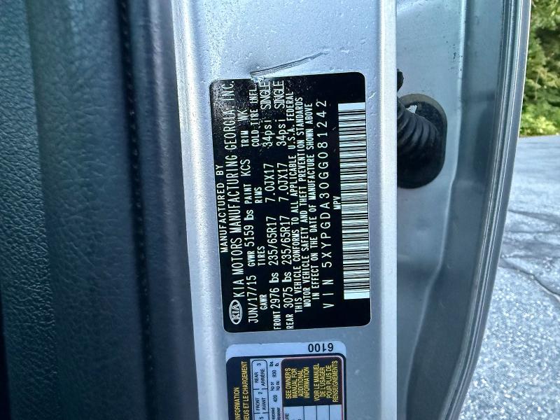 2016 Kia Sorento მანქანა იყიდება აუქციონზე, vin: 5XYPGDA30GG081242, აუქციონის ნომერი: 67409906