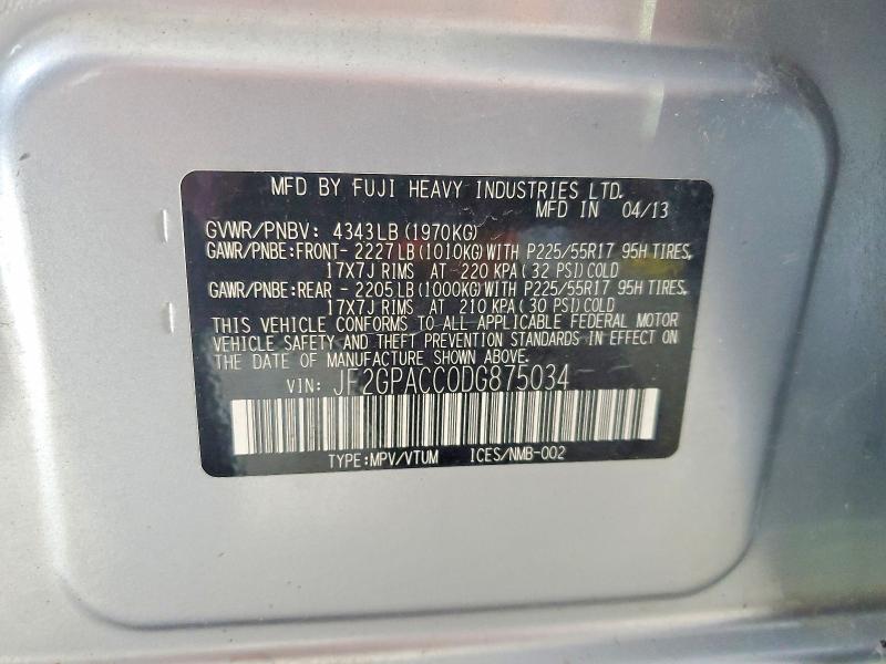 Продажа на аукционе авто 2013 Subaru Xv Crosstrek, vin: JF2GPACC0DG875034, номер лота: 64656236