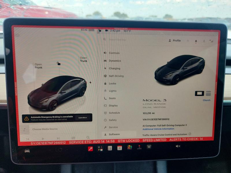 Aukcja sprzedaży 2022 Tesla Model 3, vin: 5YJ3E1EB7NF266512, numer aukcji: 65515596
