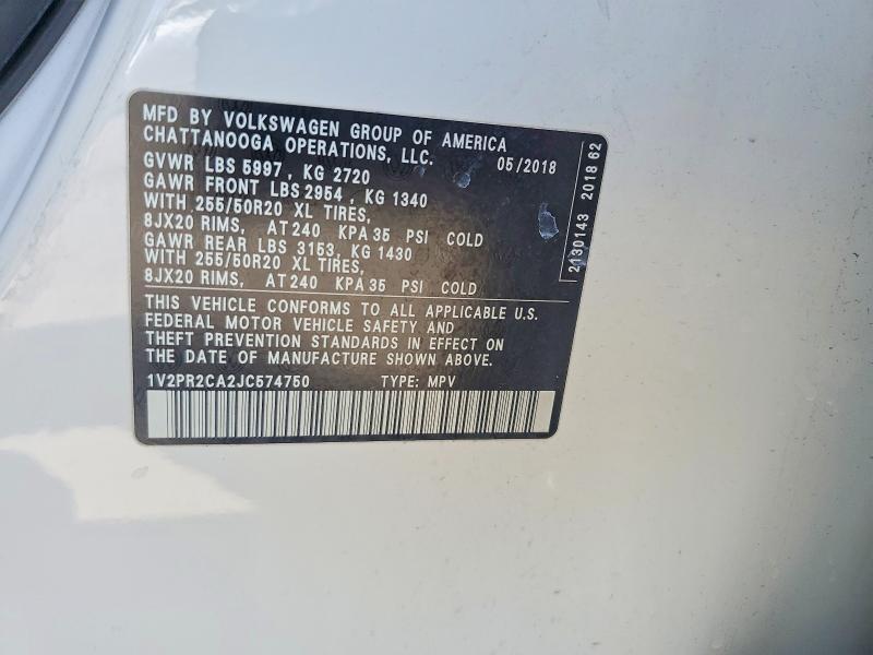 Aukcja sprzedaży 2018 Volkswagen Atlas, vin: 1V2PR2CA2JC574750, numer aukcji: 64441196