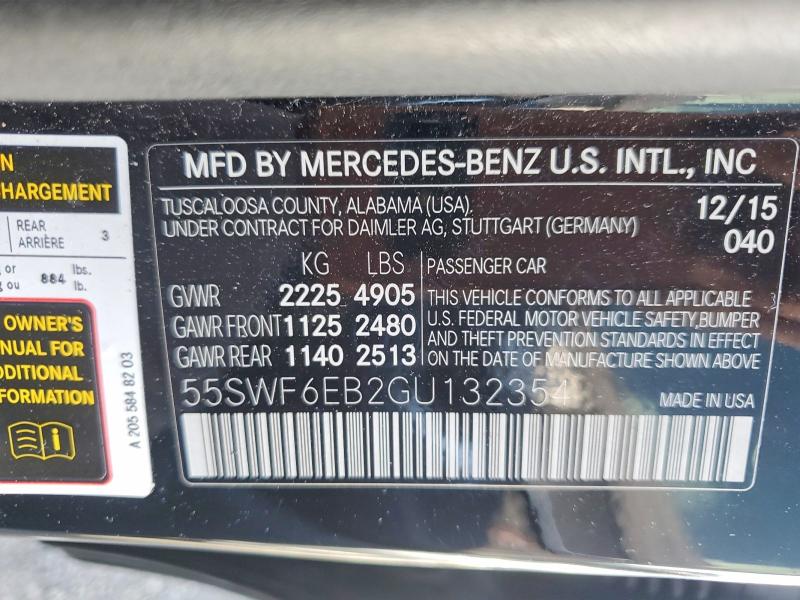 Продажа на аукционе авто 2016 Mercedes-benz C, vin: 55SWF6EB2GU132354, номер лота: 63666136
