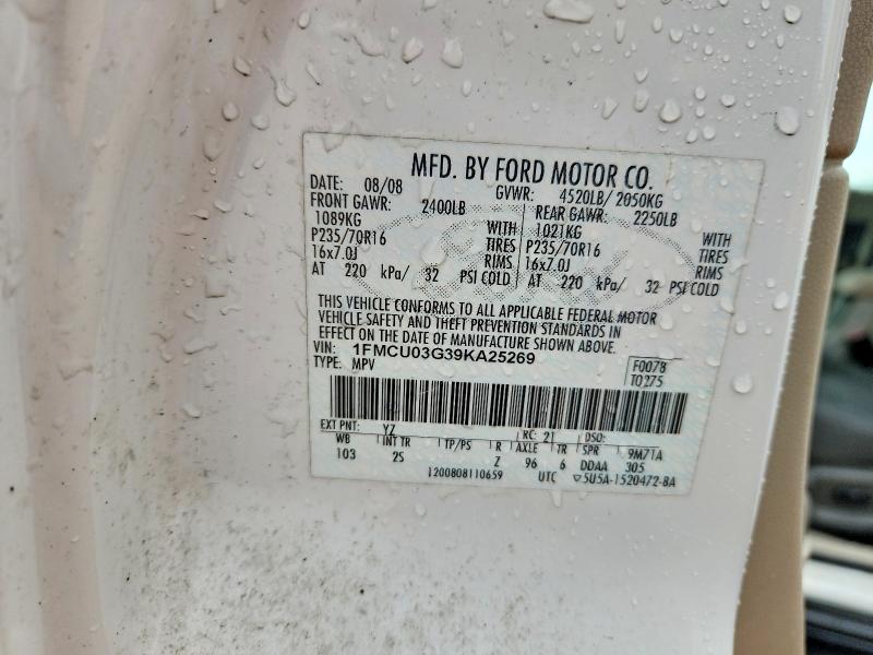 Продажа на аукционе авто 2009 Ford Escape, vin: 1FMCU03G39KA25269, номер лота: 63572176