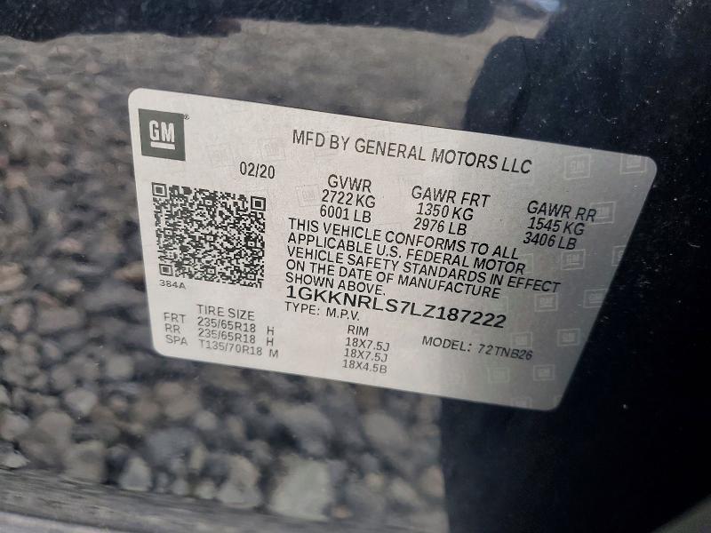 65087306 :رقم المزاد ، 1GKKNRLS7LZ187222 vin ، 2020 Gmc Acadia مزاد بيع