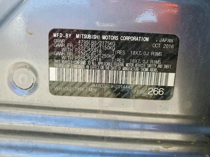 2017 Mitsubishi Outlander მანქანა იყიდება აუქციონზე, vin: JA4AD2A39HZ014445, აუქციონის ნომერი: 65476286