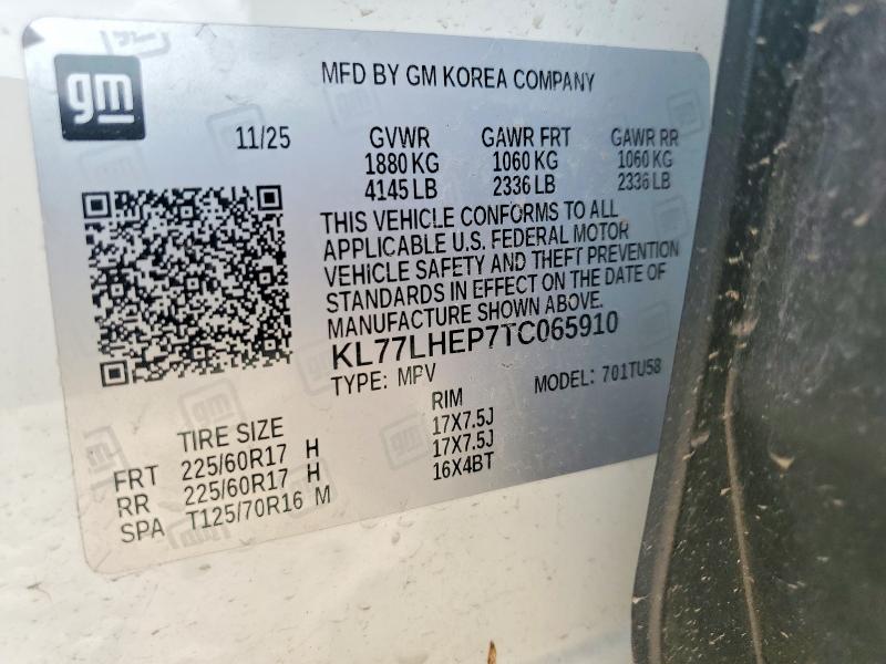 2026 Chevrolet Trax მანქანა იყიდება აუქციონზე, vin: KL77LHEP7TC065910, აუქციონის ნომერი: 59709496