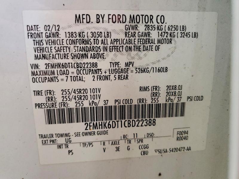 64469816 :رقم المزاد ، 2FMHK6DT1CBD22388 vin ، 2012 Ford Flex مزاد بيع