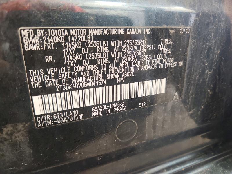 Продаж на аукціоні авто 2011 Toyota Rav4, vin: 2T3DK4DV0BW041574, номер лоту: 63858856
