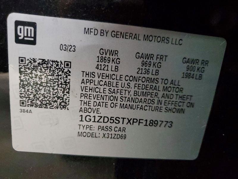 Aukcja sprzedaży 2023 Chevrolet Malibu, vin: 1G1ZD5STXPF189773, numer aukcji: 64288096