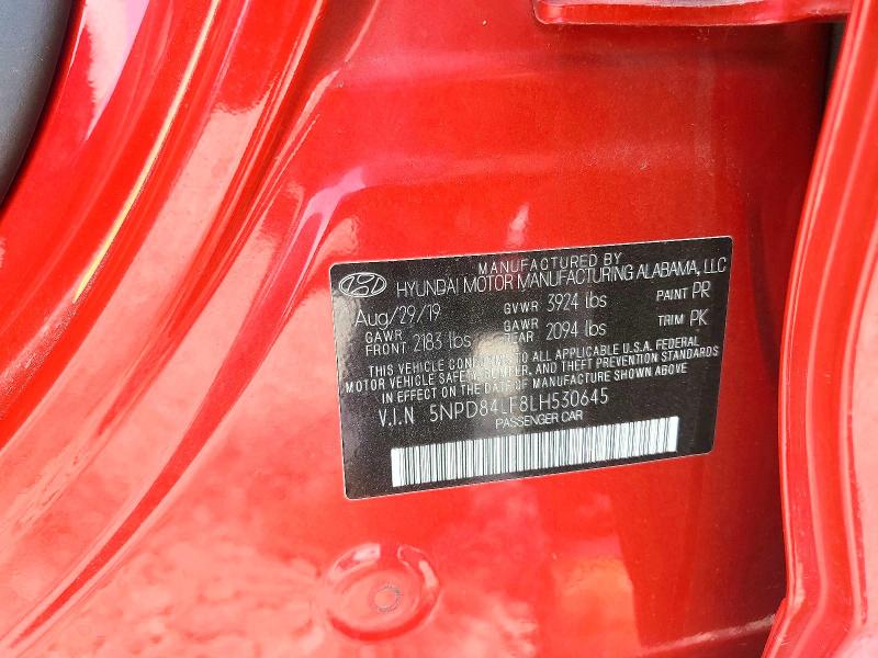 63620236 :رقم المزاد ، 5NPD84LF8LH530645 vin ، 2020 Hyundai Elantra مزاد بيع