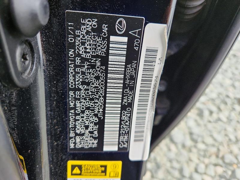 64413526 :رقم المزاد ، JTHKD5BH2B2005574 vin ، 2011 Lexus Ct مزاد بيع