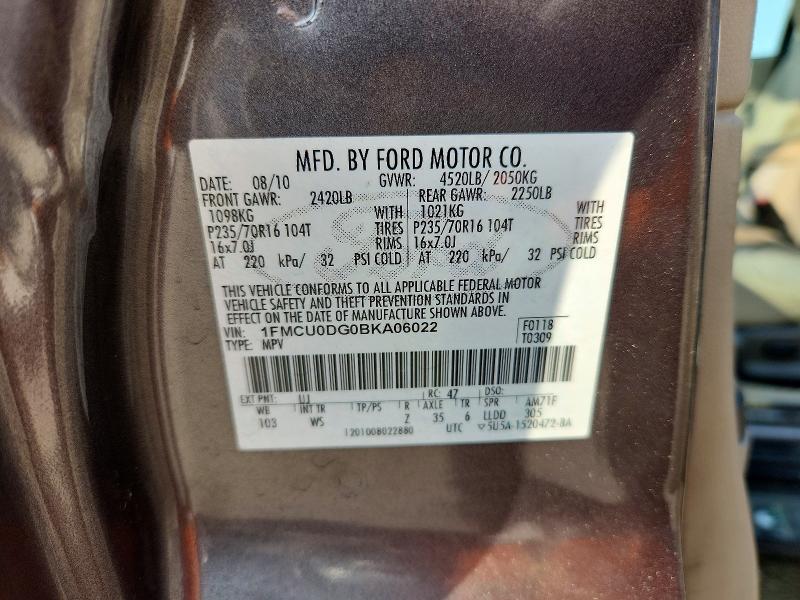 Продаж на аукціоні авто 2011 Ford Escape, vin: 1FMCU0DG0BKA06022, номер лоту: 63652286