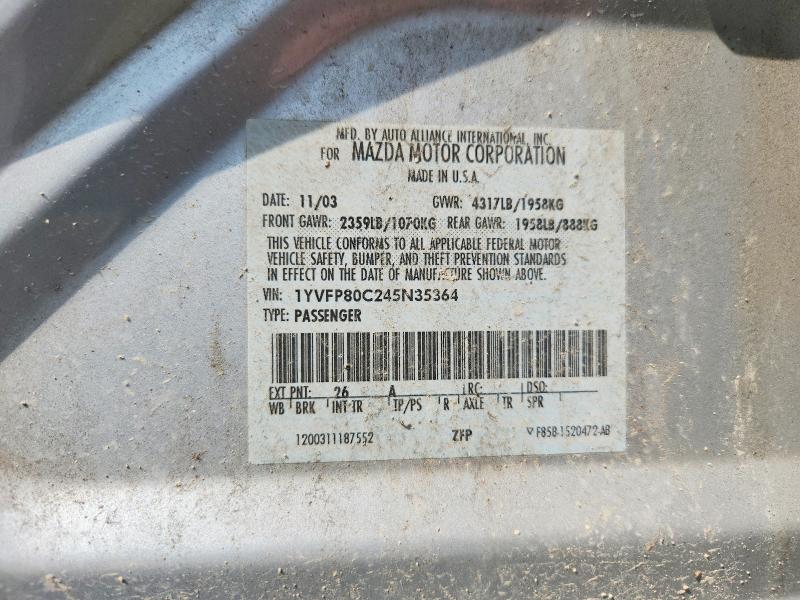 Aukcja sprzedaży 2004 Mazda 6, vin: 1YVFP80C245N35364, numer aukcji: 64317426