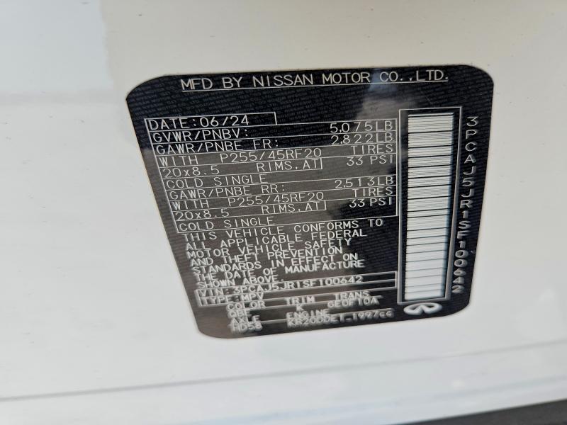 2025 Infiniti Qx55 მანქანა იყიდება აუქციონზე, vin: 3PCAJ5JR1SF100642, აუქციონის ნომერი: 65593476