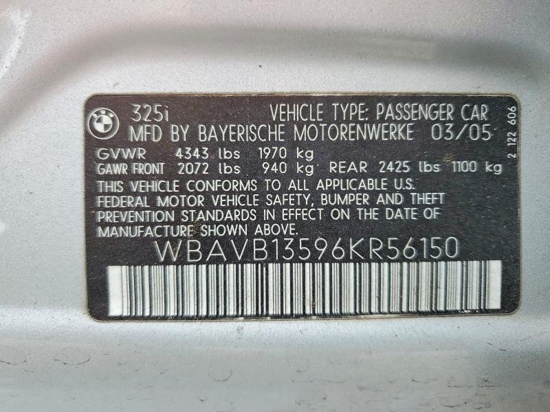 Продажа на аукционе авто 2006 Bmw 325, vin: WBAVB13596KR56150, номер лота: 65372886
