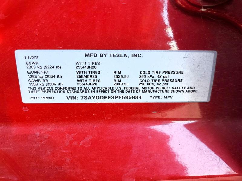 Aukcja sprzedaży 2023 Tesla Model Y, vin: 7SAYGDEE3PF595984, numer aukcji: 63539996