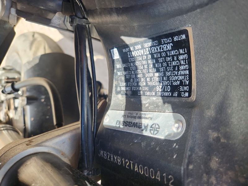 Aukcja sprzedaży 2026 Kawasaki Zx1003, vin: JKBZXXB12TA000412, numer aukcji: 66748886