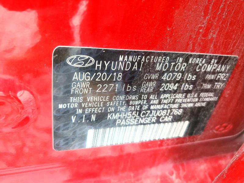 2018 Hyundai Elantra Gt მანქანა იყიდება აუქციონზე, vin: KMHH55LC7JU081768, აუქციონის ნომერი: 64589976