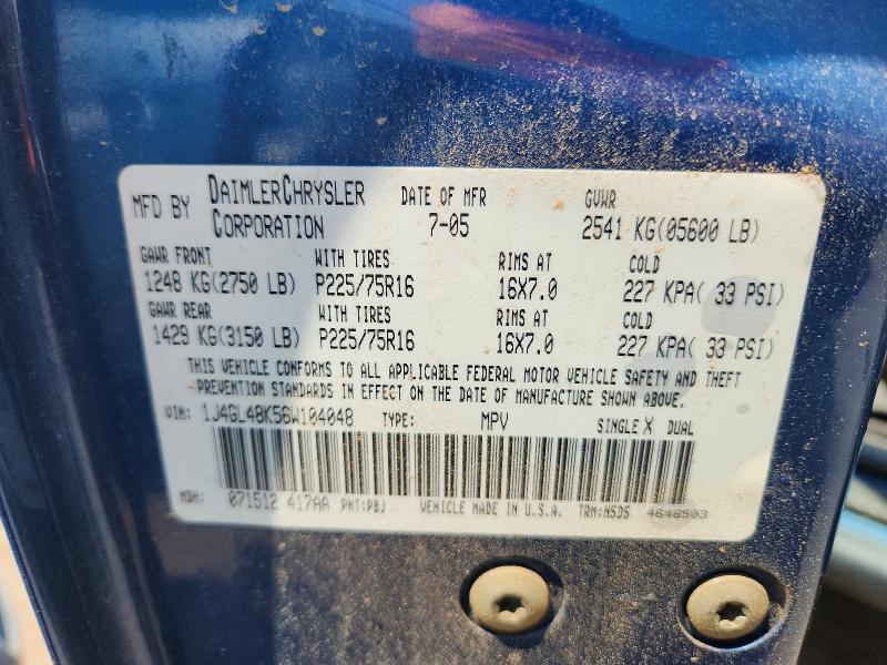 63993966 :رقم المزاد ، 1J4GL48K56W104048 vin ، 2006 Jeep Liberty مزاد بيع
