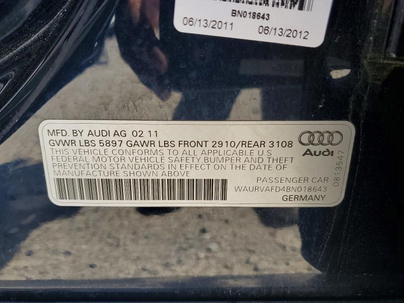 65051716 :رقم المزاد ، WAURVAFD4BN018643 vin ، 2011 Audi A8 مزاد بيع
