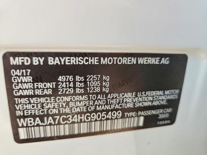 64106626 :رقم المزاد ، WBAJA7C34HG905499 vin ، 2017 Bmw 530 مزاد بيع