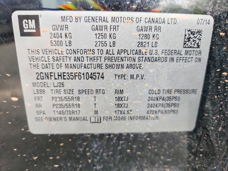 Продажа на аукционе авто 2015 Chevrolet Equinox, vin: 2GNFLHE35F6104574, номер лота: 66133006