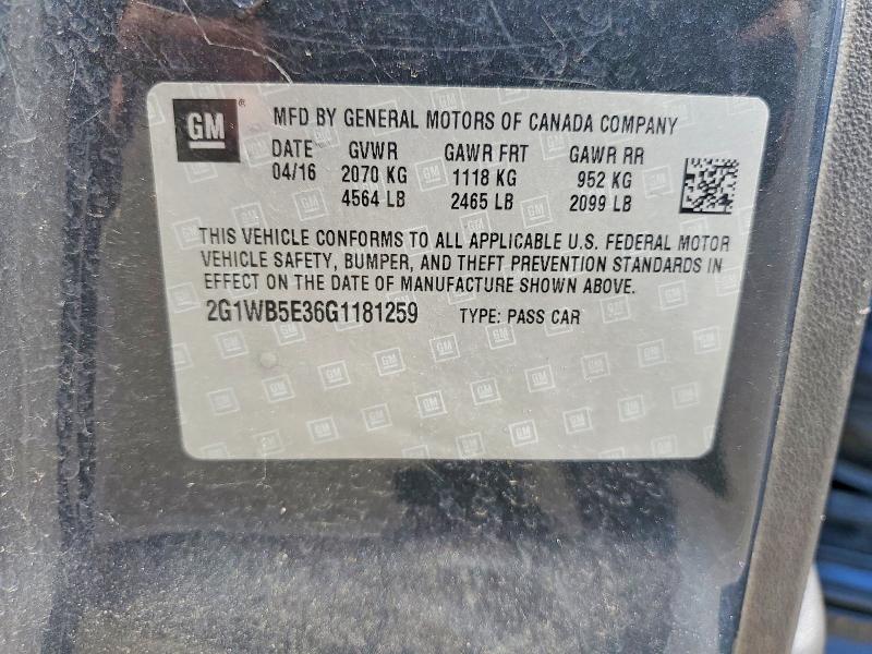 2016 Chevrolet Impala Limited მანქანა იყიდება აუქციონზე, vin: 2G1WB5E36G1181259, აუქციონის ნომერი: 63491666