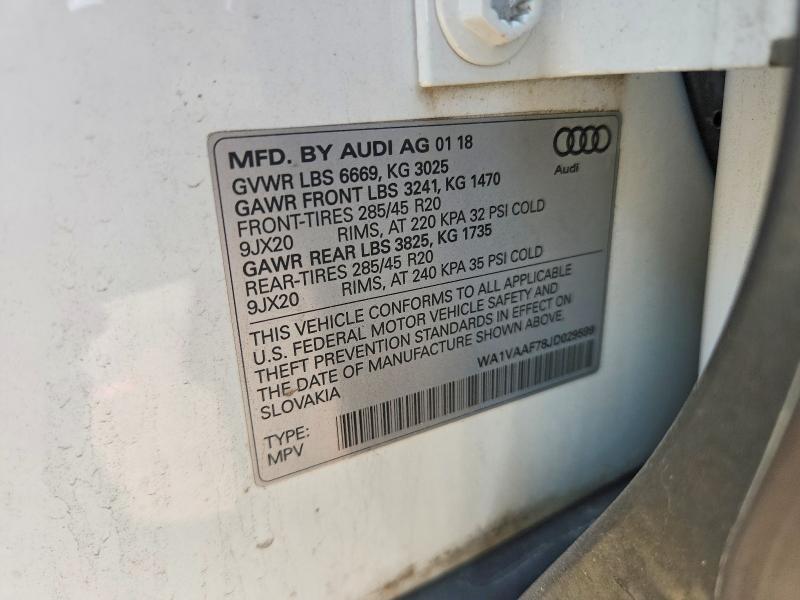 Aukcja sprzedaży 2018 Audi Q7, vin: WA1VAAF78JD029599, numer aukcji: 63235706