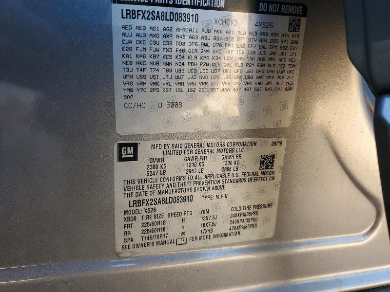 64968096 :رقم المزاد ، LRBFX2SA8LD083910 vin ، 2020 Buick Envision مزاد بيع