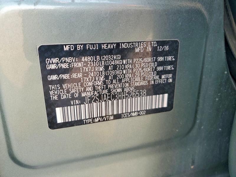 Продажа на аукционе авто 2017 Subaru Forester, vin: JF2SJAEC3HH526538, номер лота: 64615156