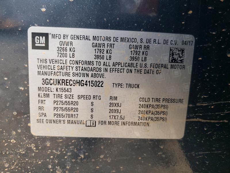 Продаж на аукціоні авто 2017 Chevrolet Silverado, vin: 3GCUKREC9HG415022, номер лоту: 66213266