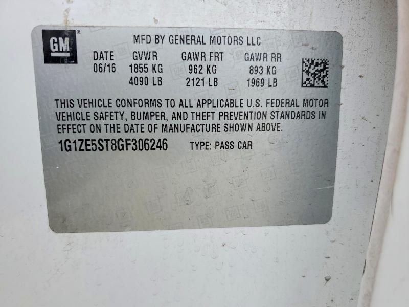 2016 Chevrolet Malibu მანქანა იყიდება აუქციონზე, vin: 1G1ZE5ST8GF306246, აუქციონის ნომერი: 64924046