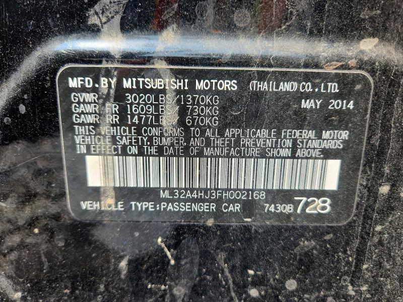 63682776 :رقم المزاد ، ML32A4HJ3FH002168 vin ، 2015 Mitsubishi Mirage مزاد بيع
