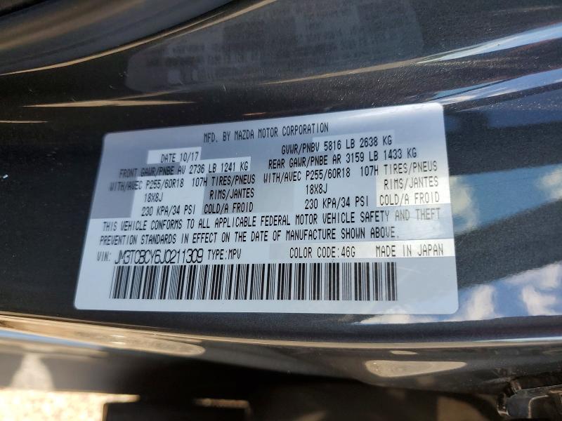 Aukcja sprzedaży 2018 Mazda Cx-9, vin: JM3TCBCY6J0211309, numer aukcji: 61112076