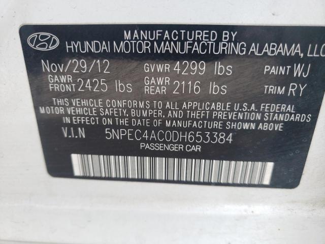 2013 Hyundai Sonata Se მანქანა იყიდება აუქციონზე, vin: 5NPEC4AC0DH653384, აუქციონის ნომერი: 67856073