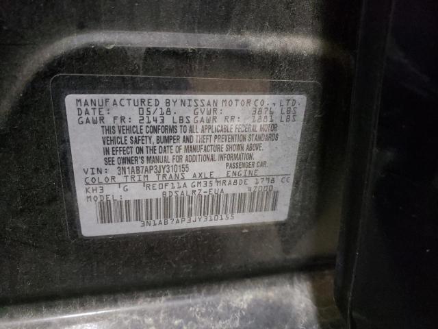 Продаж на аукціоні авто 2018 Nissan Sentra S, vin: 3N1AB7AP3JY310155, номер лоту: 69500103