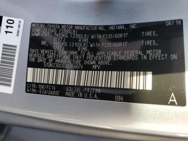 Aukcja sprzedaży 2018 Toyota Sienna Le, vin: 5TDKZ3DC6JS954674, numer aukcji: 67140923