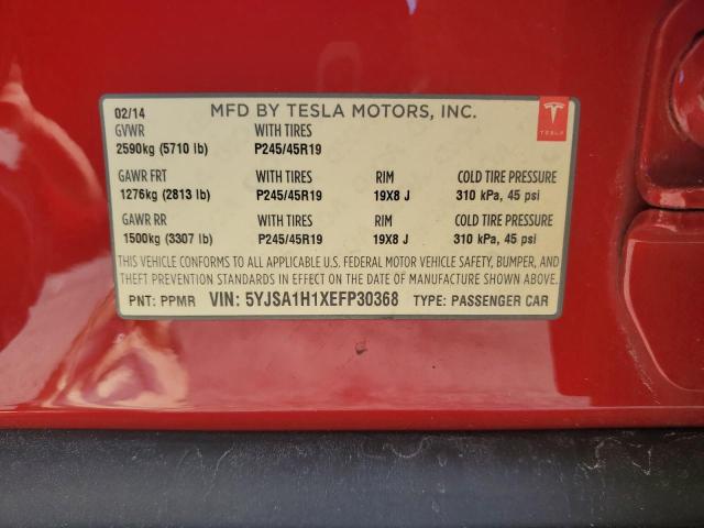 68666703 :رقم المزاد ، 5YJSA1H1XEFP30368 vin ، 2014 Tesla Model S مزاد بيع