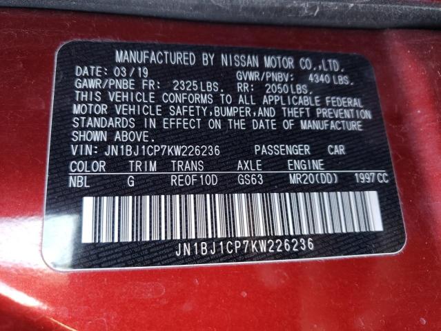Aukcja sprzedaży 2019 Nissan Rogue Sport S, vin: JN1BJ1CP7KW226236, numer aukcji: 69855663