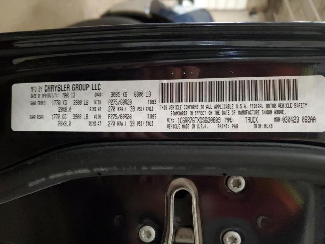 66845493 :رقم المزاد ، 1C6RR7GTXDS630809 vin ، 2013 Ram 1500 Slt مزاد بيع