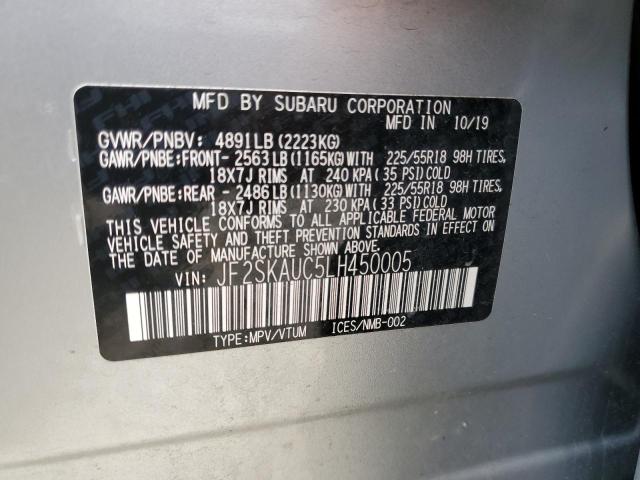 2020 Subaru Forester Limited მანქანა იყიდება აუქციონზე, vin: JF2SKAUC5LH450005, აუქციონის ნომერი: 66884263