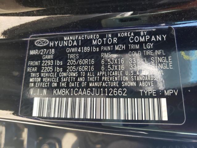 66392313 :رقم المزاد ، KM8K1CAA6JU112662 vin ، 2018 Hyundai Kona Se مزاد بيع