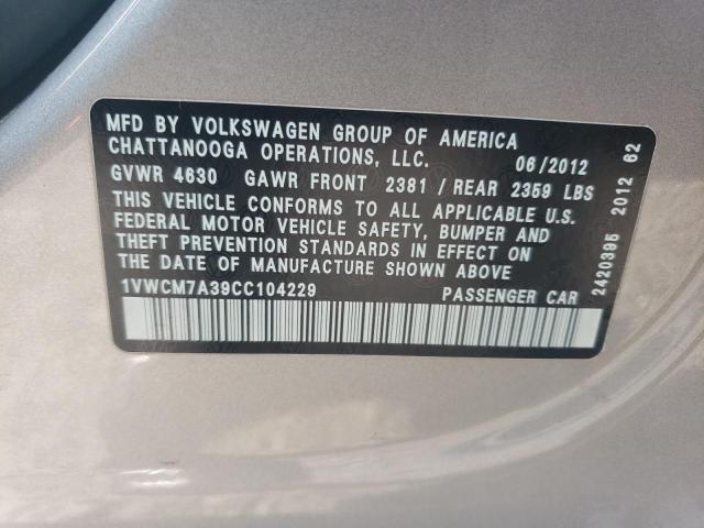 Aukcja sprzedaży 2012 Volkswagen Passat Sel, vin: 1VWCM7A39CC104229, numer aukcji: 67827273
