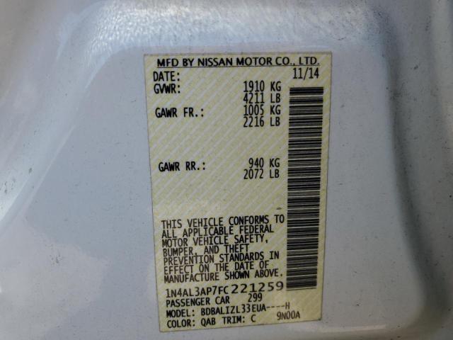 2015 Nissan Altima 2.5 მანქანა იყიდება აუქციონზე, vin: 1N4AL3AP7FC221259, აუქციონის ნომერი: 69234273