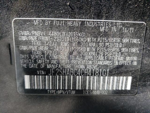 Продажа на аукционе авто 2012 Subaru Forester 2.5x, vin: JF2SHABC4CH418101, номер лота: 67587473