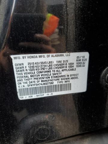 Продажа на аукционе авто 2018 Honda Pilot Exln, vin: 5FNYF5H74JB027592, номер лота: 68472813